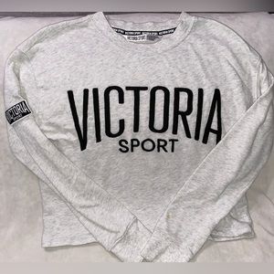 Victoria’s Secret Sport light grey pullover. Size small and cropped